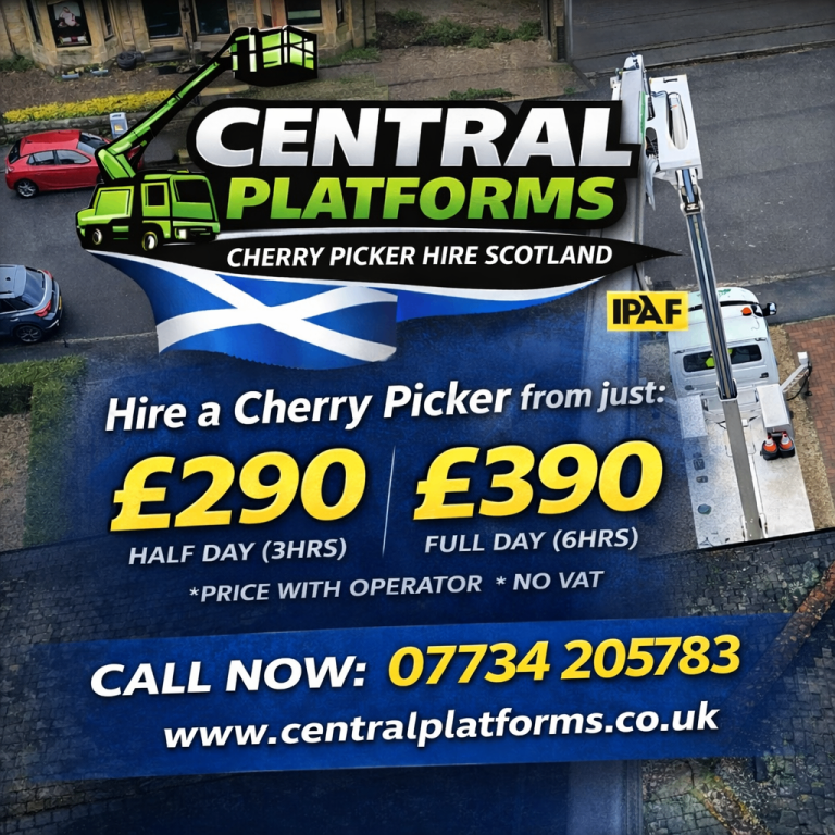 Cherry picker hire with operator Central Scotland 