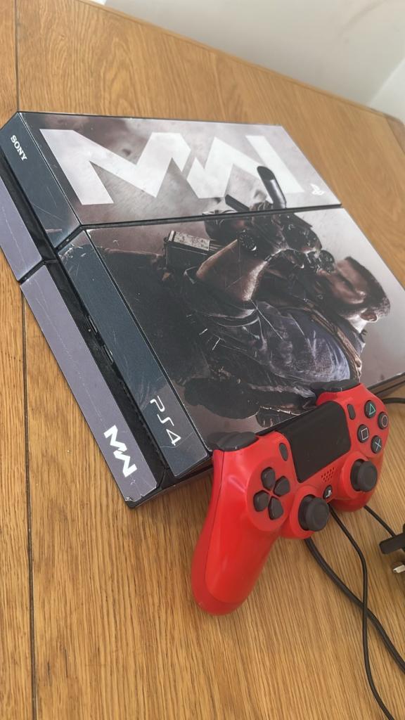 Sony PS4 Console with Red Controller - Custom MW Skin