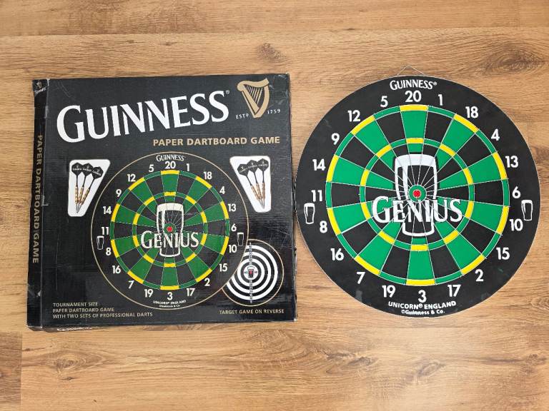 Unused Guinness "Genius" Paper Dartboard by Unicorn (Board Only)