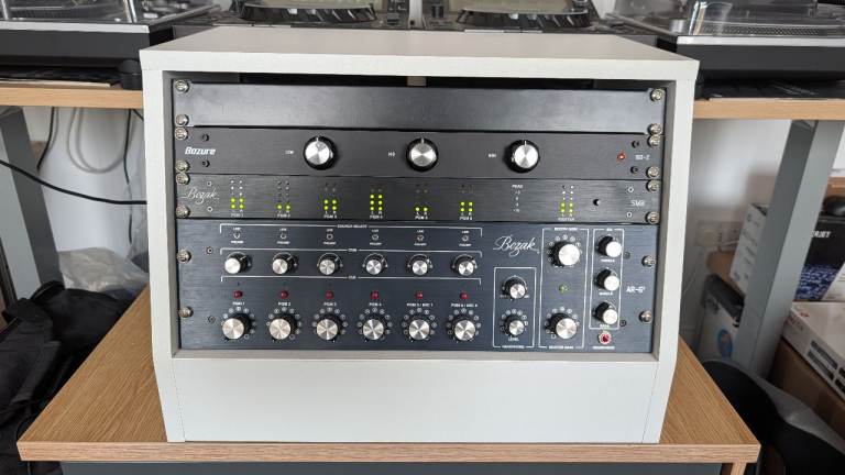 Bozak AR-6 Squared rotary mixer with Bozak SMB meter and Bozure ISO-2 isolator in 6U console