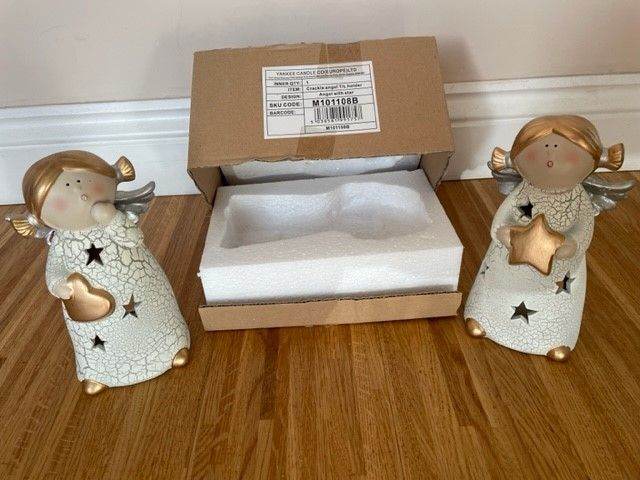 A Brand New Pair of Attractive Yankee Candle Crackle Angel Tealight Holders