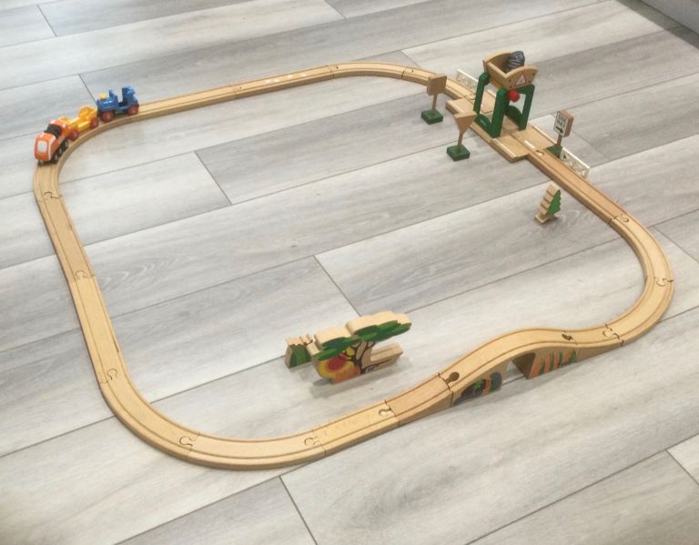 Brio Wooden Train set includes track bridge and accessories with train and carriage excellent 