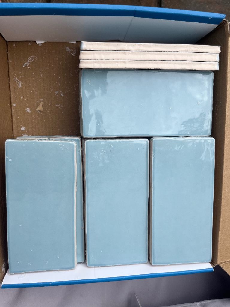 Pale blue wall tiles 150mm x 75mm