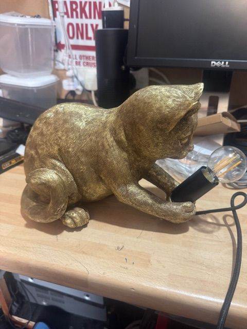 Bronzed Cat lamps x2 (brand new) - £20