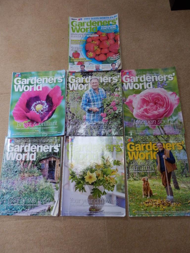 7 x Gardeners World magazines April to October 2022 