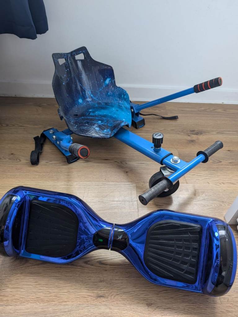 Metallic Blue Hoverboard & Galaxy Hoverkart Board 