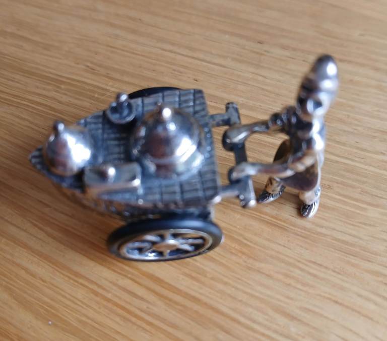 vintage silver minature ice cream seller and cart