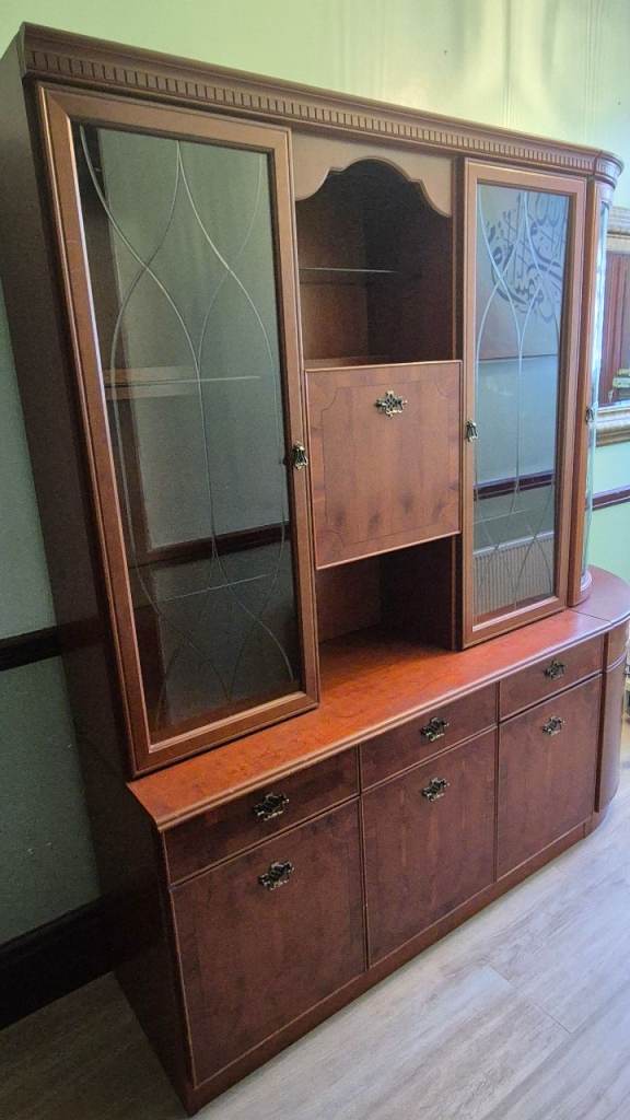 Large Wooden Display Cabinet with Glass – Excellent Condition