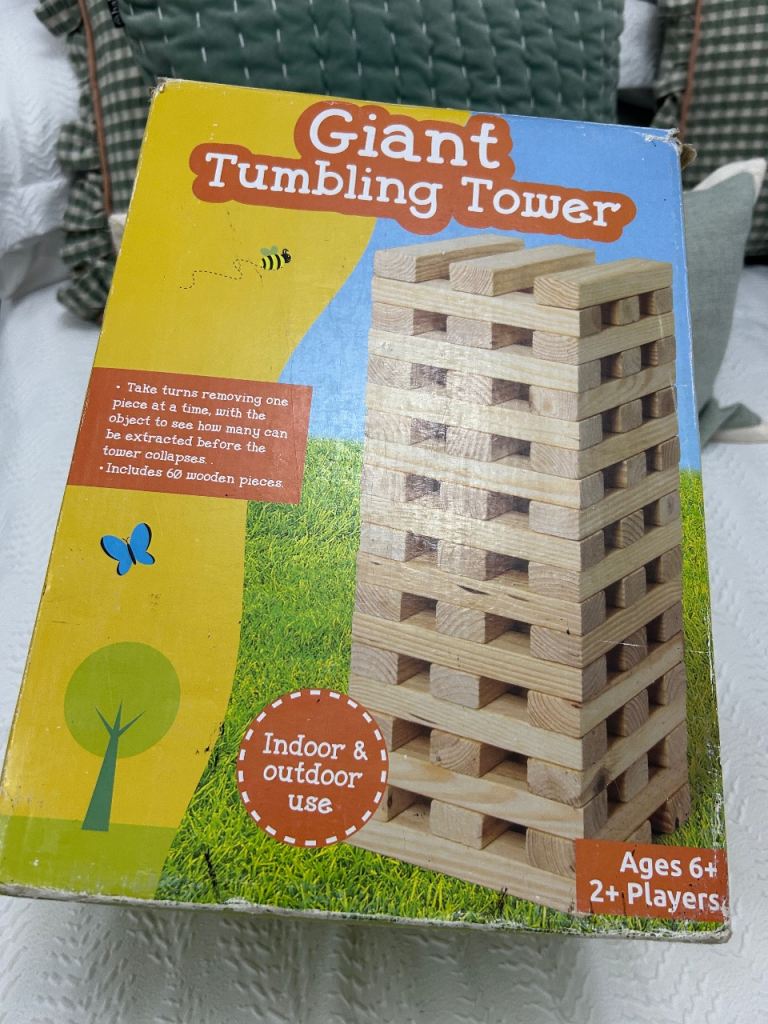 Kidz Outdoors Giant Tumbling Tower – Wooden Blocks, Good Condition