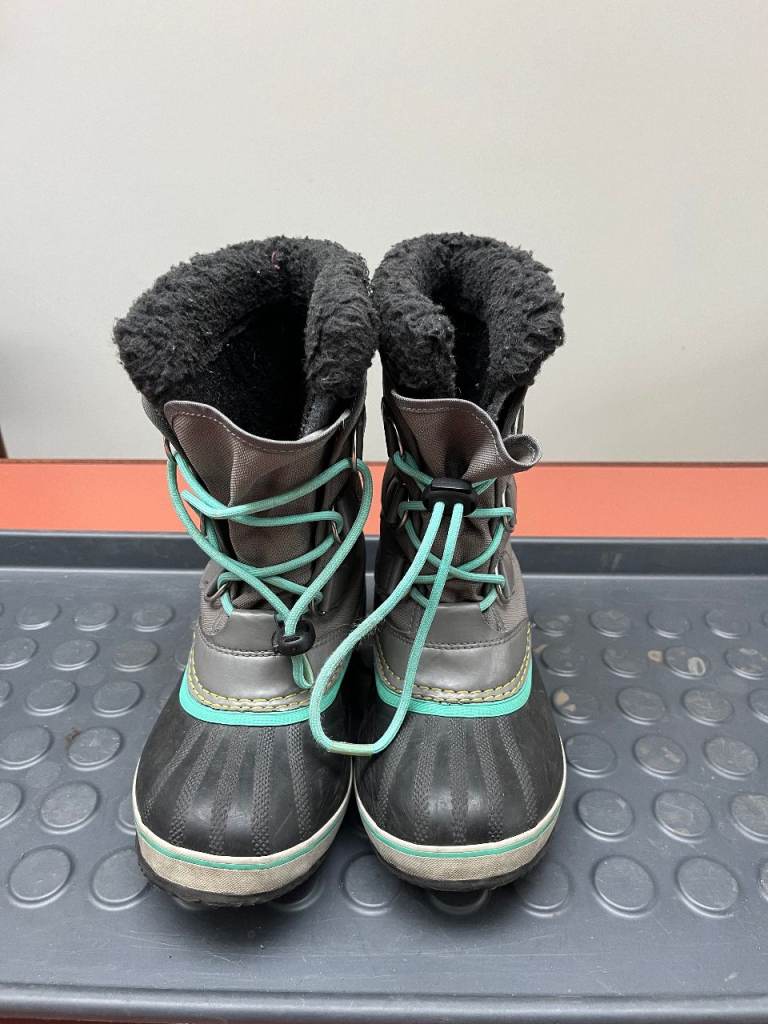 Sorel Women's Nylon Waterproof Snow Boots Grey/Black/Turquoise Size 3UK/4US/35EU