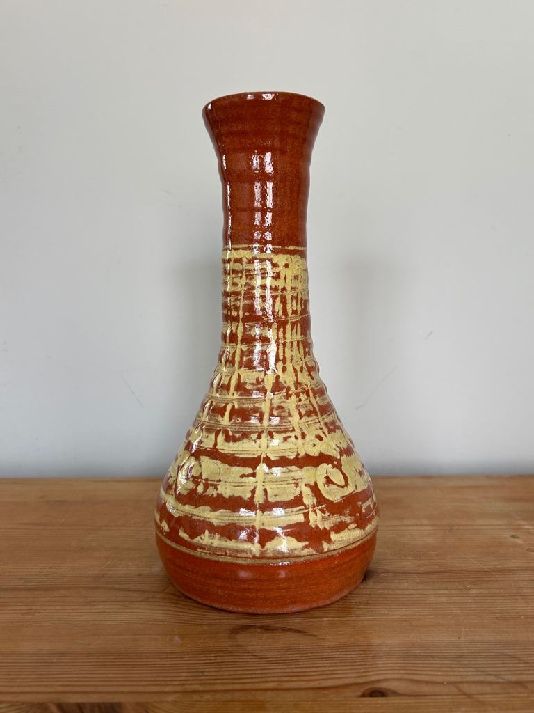 Studio Pottery Vase Hand-Thrown Terracotta Signed 1960s–70s