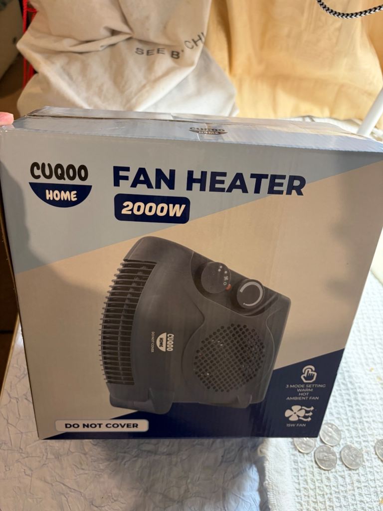 CUQOO Powerful 2KW Fan Heater with 2 Heat settings & Cool Function