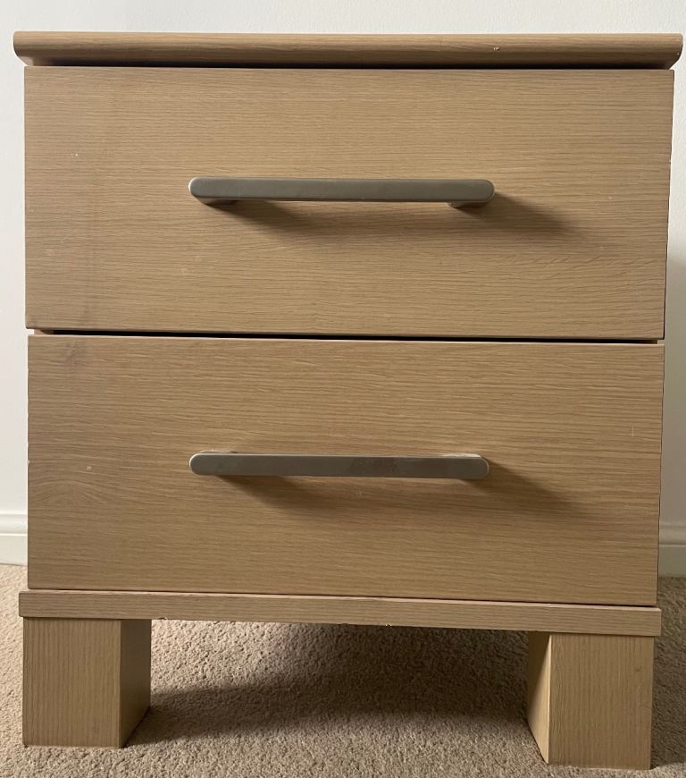 Free: Pair of Light Wood Bedside Tables with Two Drawers