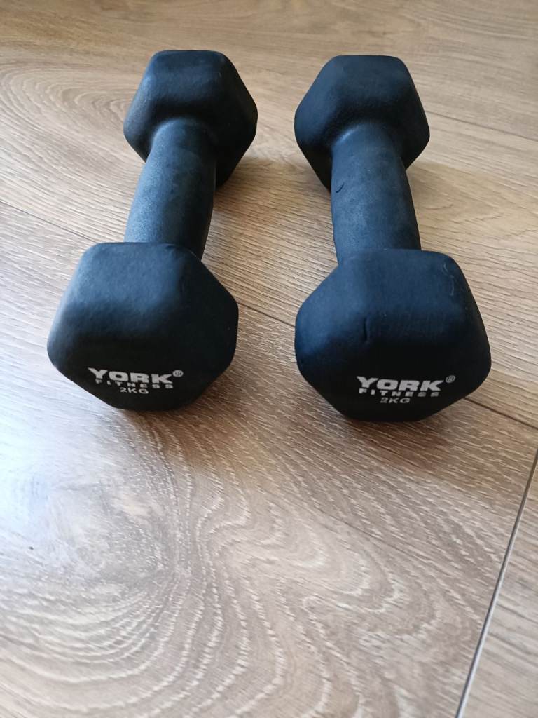 Pair of York 2kg dumbbells in black 