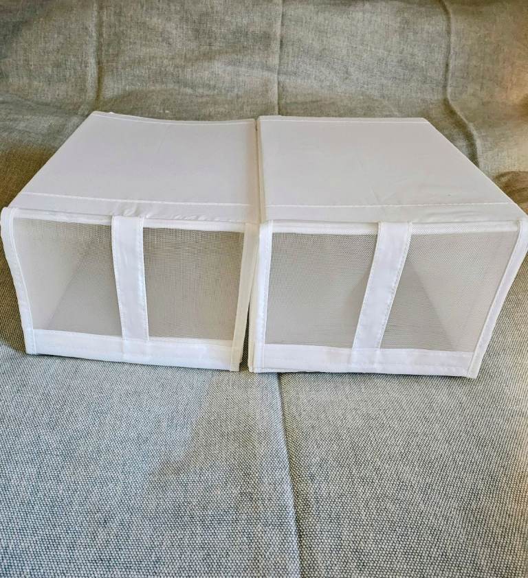 Ikea SKUBB shoe storage boxes x2 white 22x34x16 cm