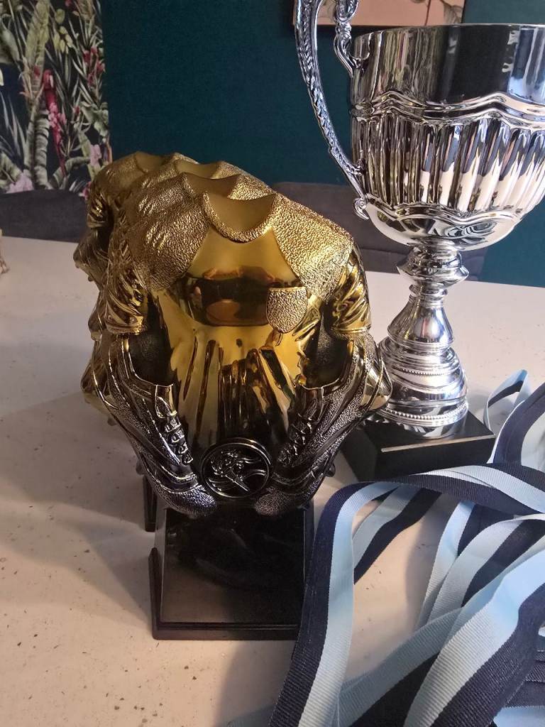 Football trophies and medals 