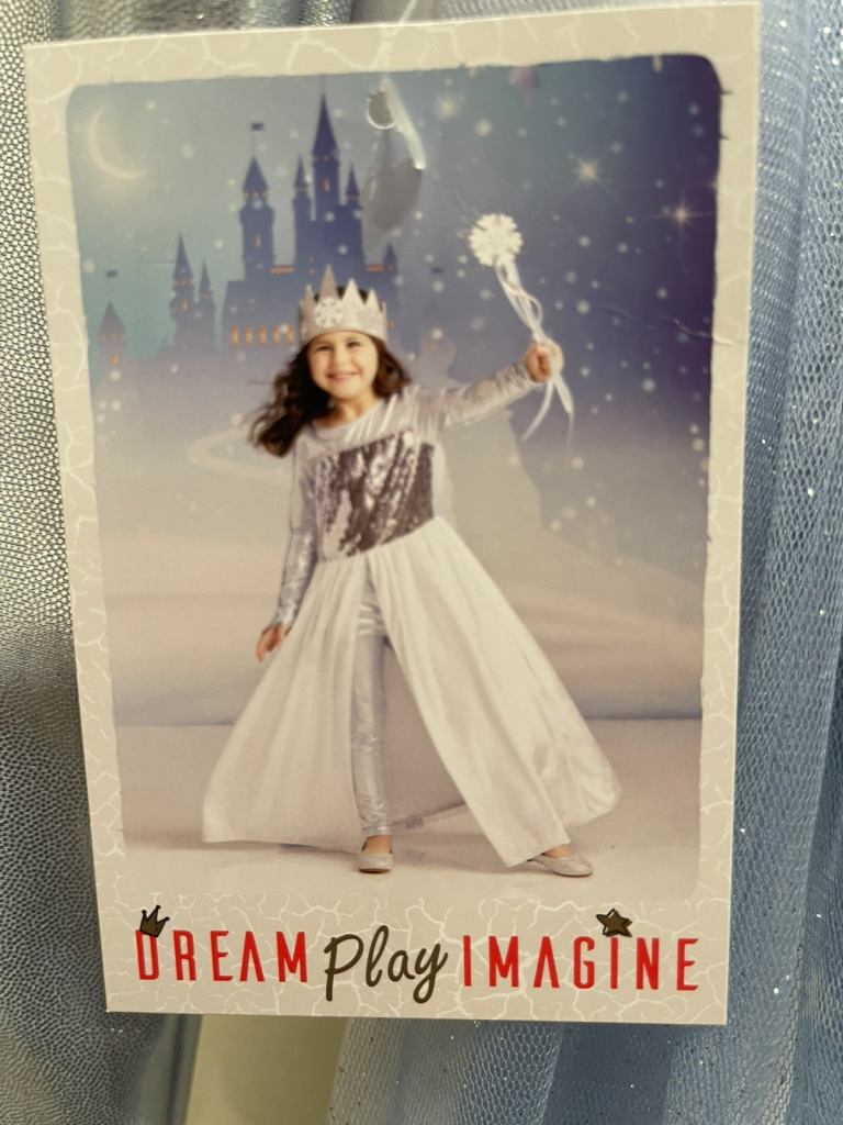 Girls Ice Queen Costume. Age 5-6. BNWT. Dress, Crown And Wand. Sequin 