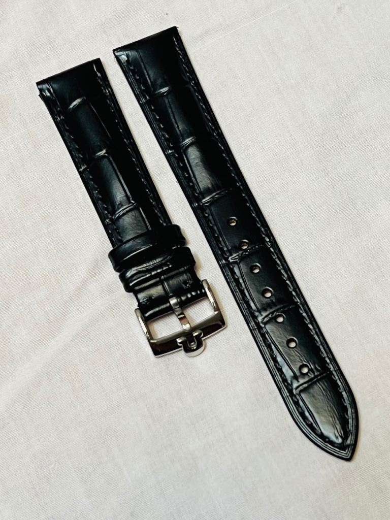 OMEGA Black 18mm Genuine Leather Watch Strap – NEW