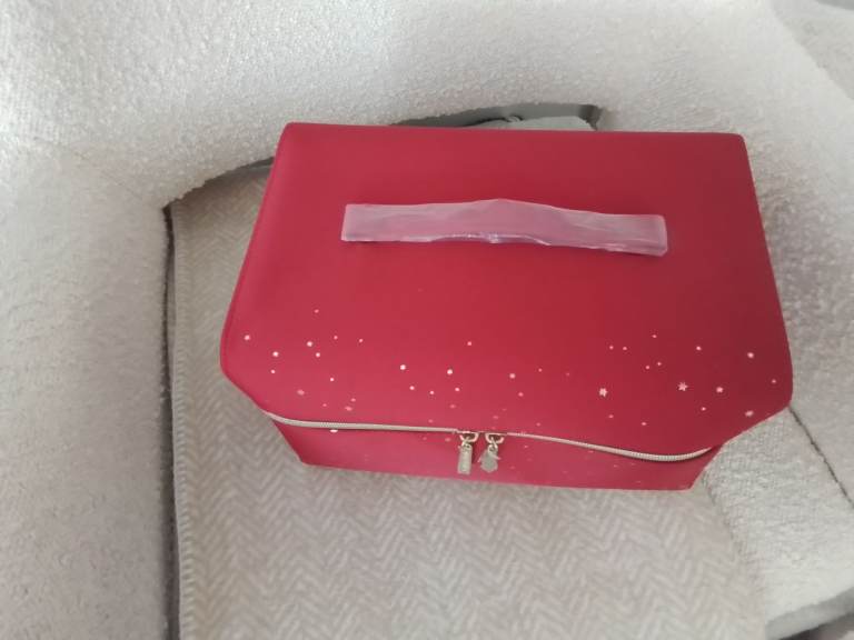 Make Up Vanity Case Brand New In Soft Red Fabric 