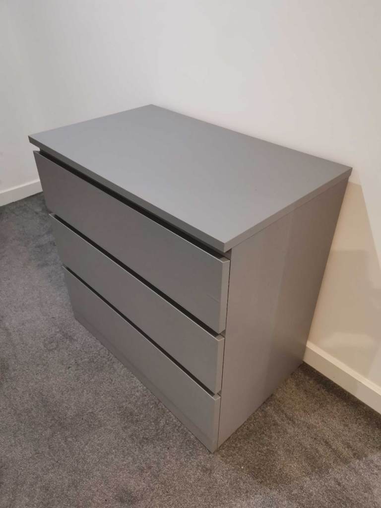 IKEA MALM Chest of 3 drawers, grey, 80x78 cm