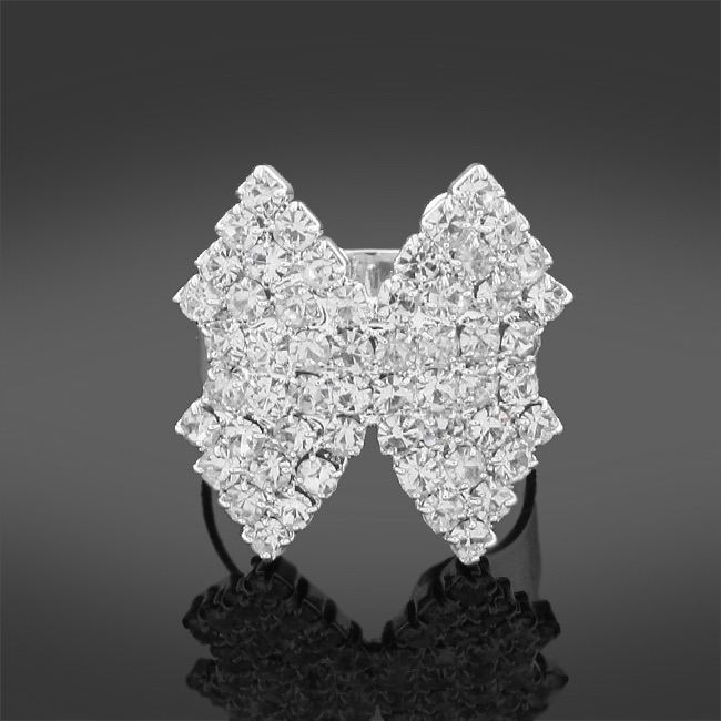 Silver Crystal Wing Shaped Sparkly Ring Size N