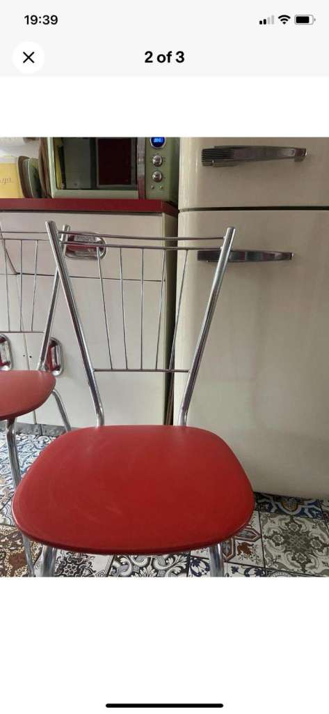 1970.s chrome red retro kitchen chairs