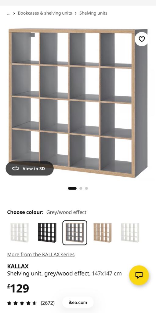 Ikea kallax 16 cube grey 