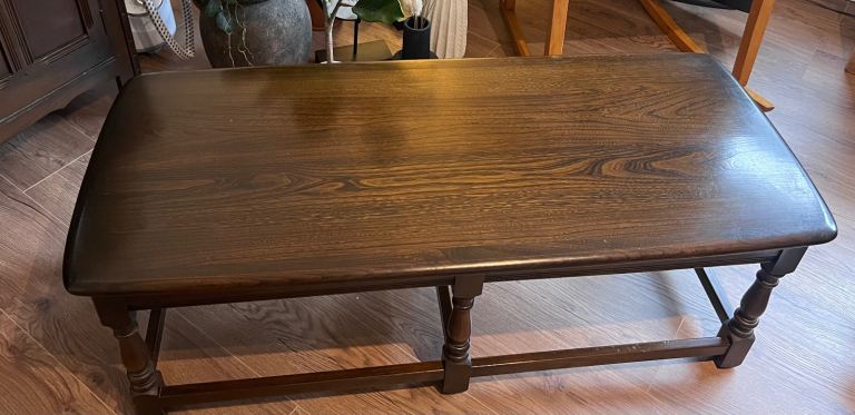 Ercol vintage colonial coffee table with gold label