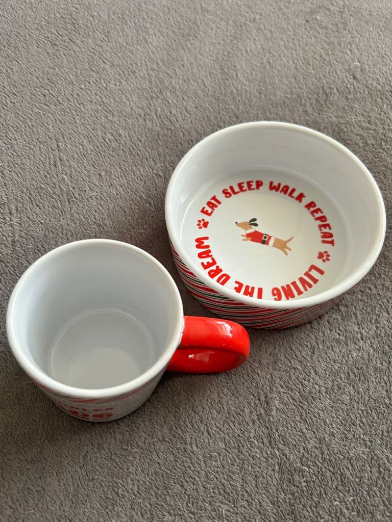 Pets at Home Christmas Dog Bowl and Mug Set