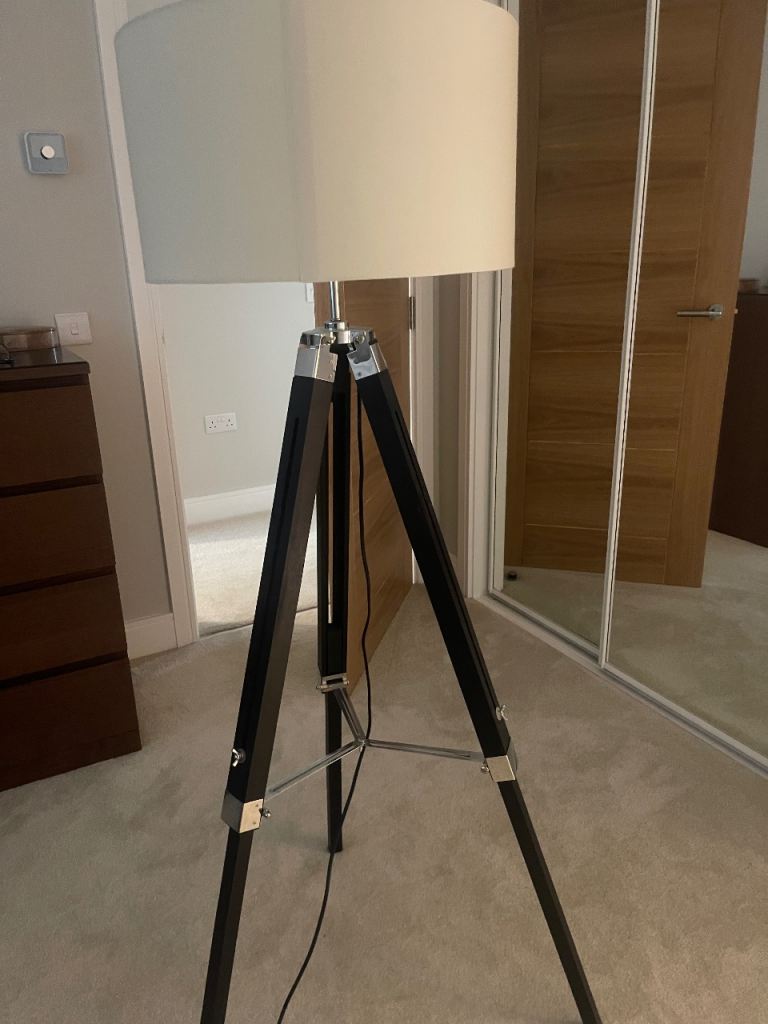 Stylish Tripod Floor Lamp with Cream Shade reduced 