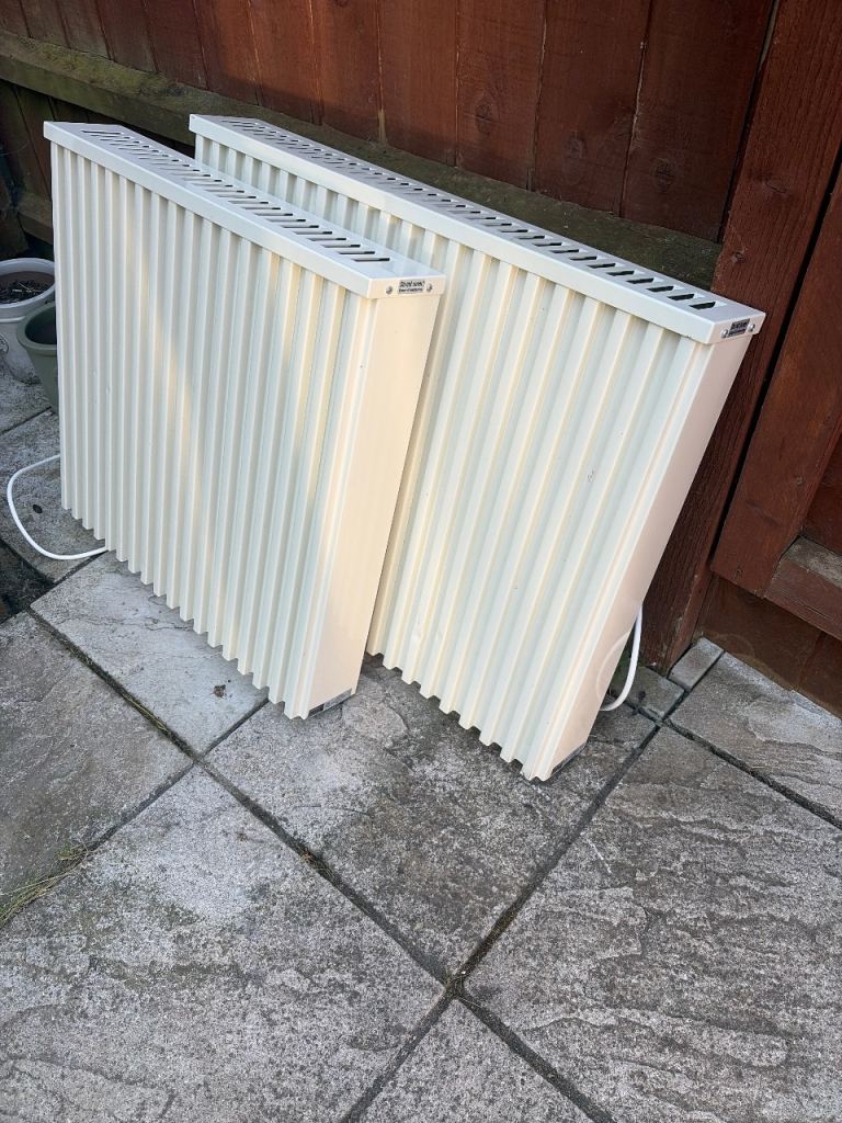 2x Fischer Future Heat Electric Storage Radiators (1100W & 1300W) + Wireless Thermostats