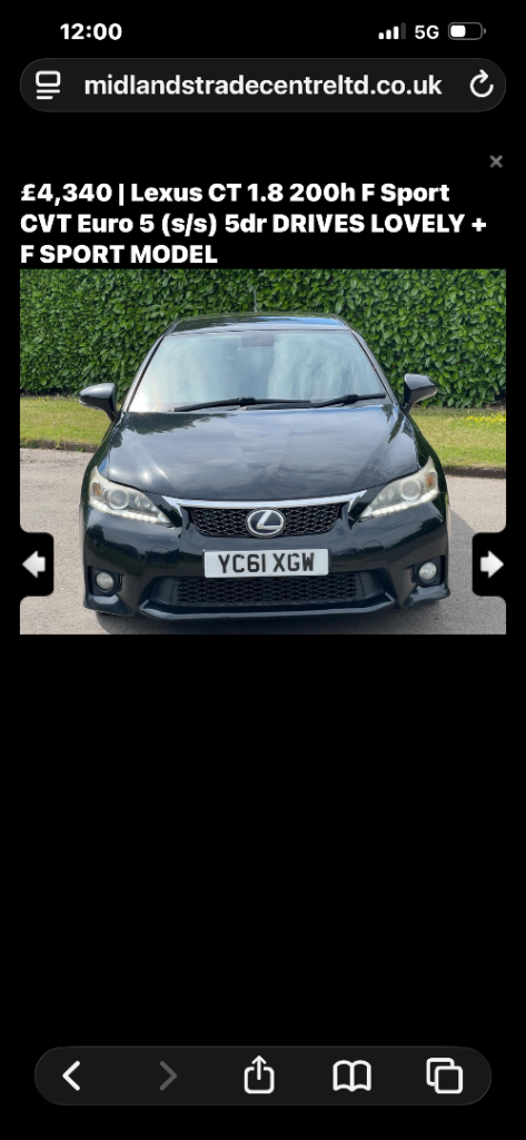 Lexus, CT, Hatchback, 2012, Other, 1798 (cc), 5 doors