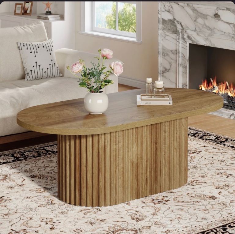 New 47.2" Oval Coffee Table - Wood Finish