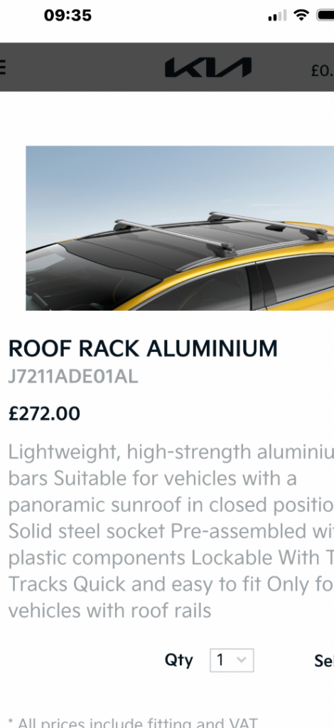 Kia x ceed 2022 roof bars 