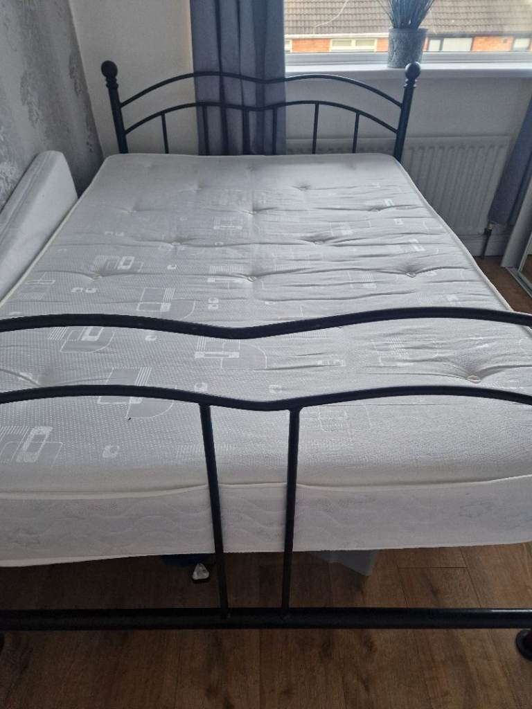 Wrought iron double hand crafted bed with mattress