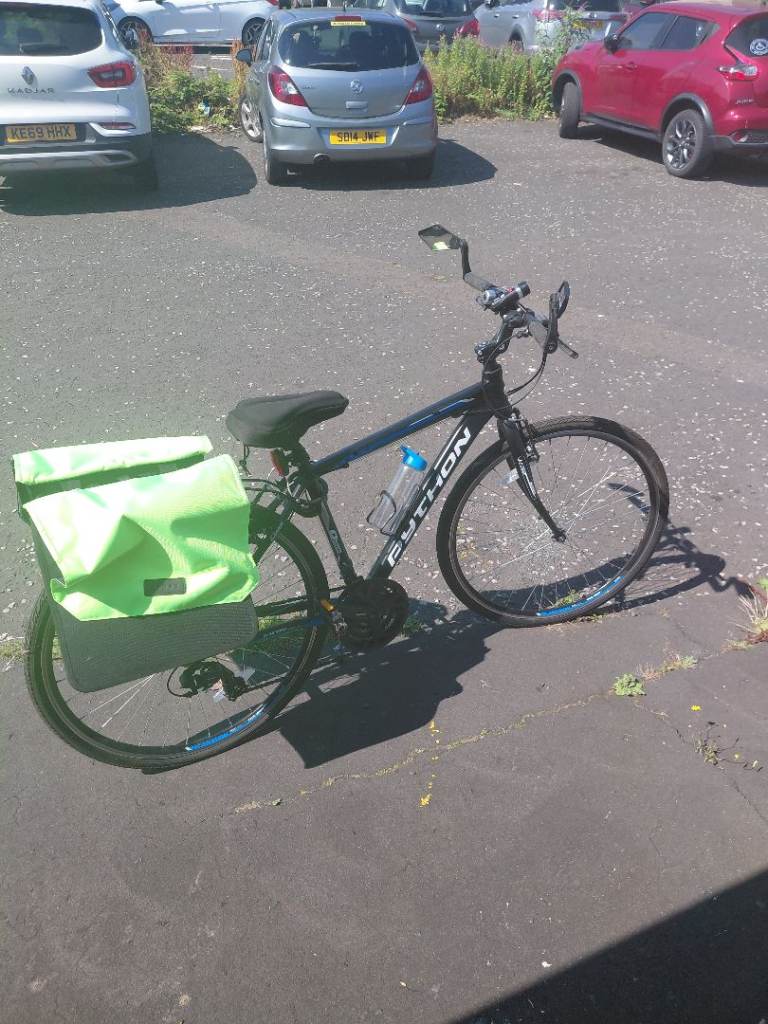 Python Black Hybrid Bike with Panniers, Good Condition