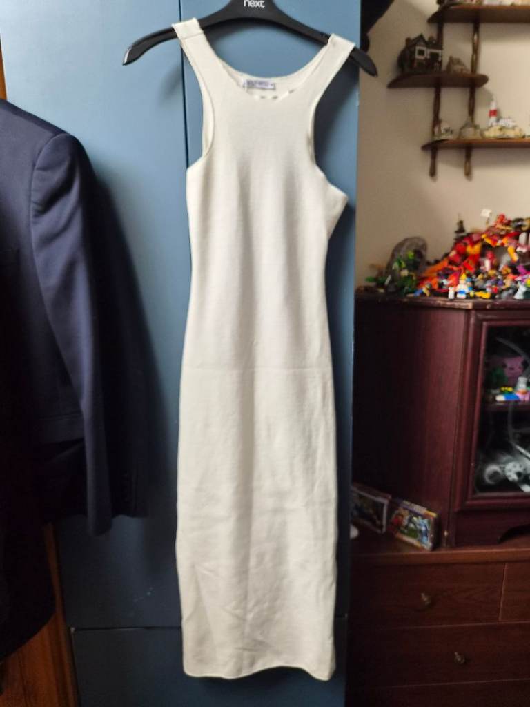 ZARA White Ribbed Midi Dress – New with Tags