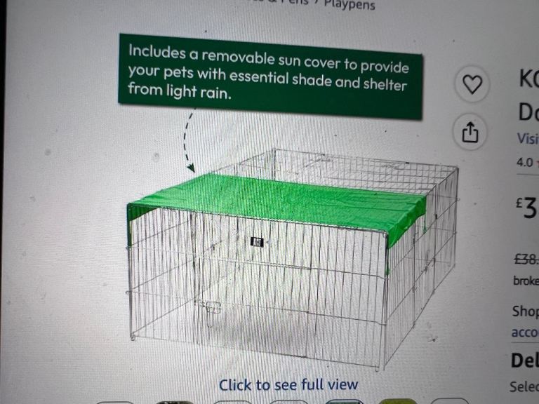 Metal pet playpen with roof, folding.