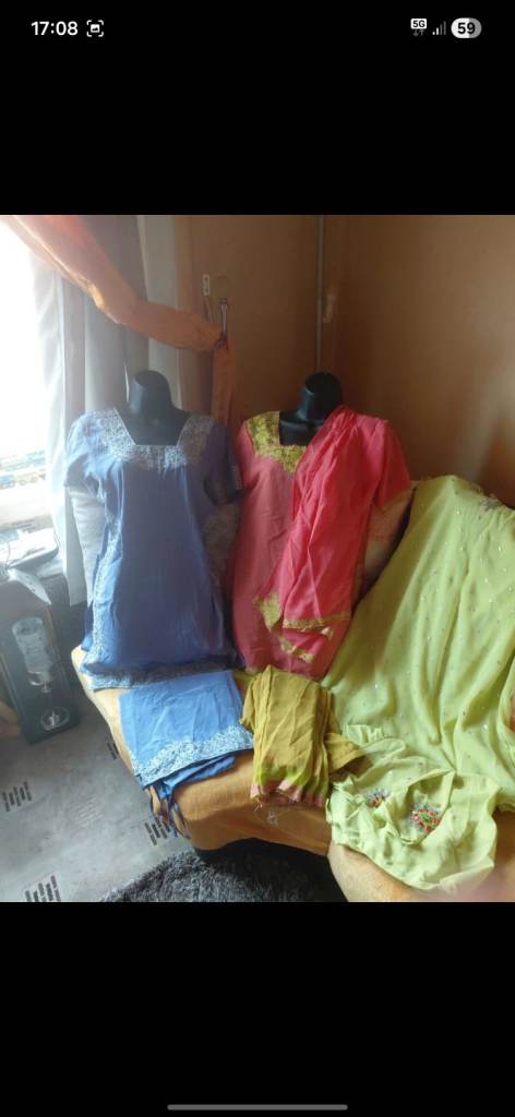 Huge joblot of indian pakistani suits available over 50 suits for sale huge bundle £1 per suit 