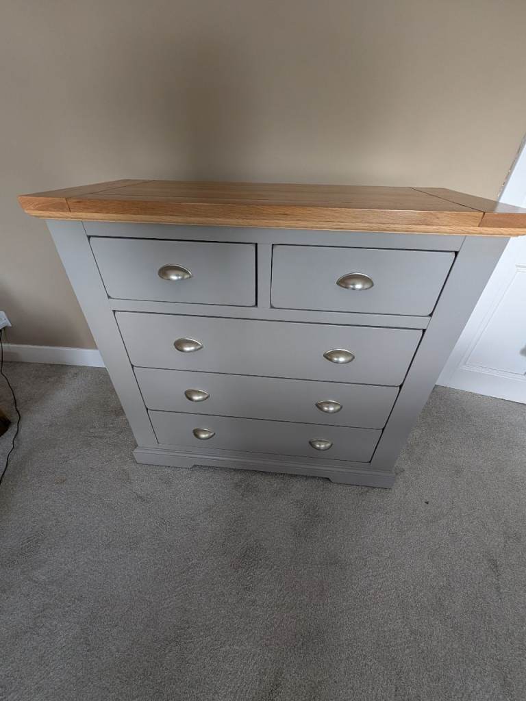 Solid Oak Chest of Drawers in Grey
