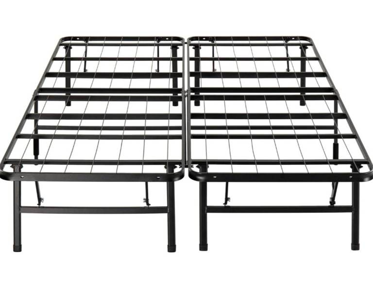 Folding Metal Double Bed Frame, Black