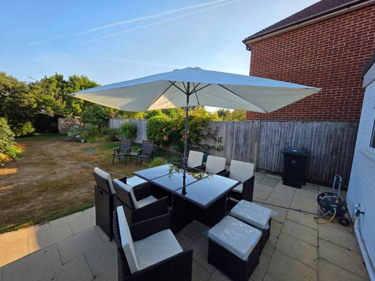 10 Seater Rattan Cube Outdoor Dining Set with Parasol