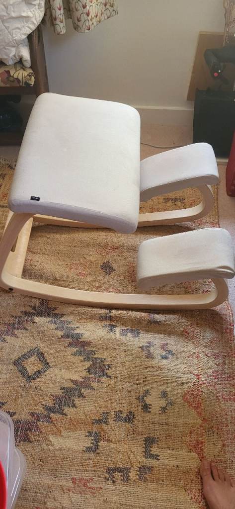 Varier Variable Balans Kneeling Chair - Natural Ash Wood & Light Beige Fabric