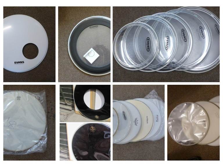 Remo, Evans, Tom, Snare & 18-22 inch Bass Drum heads. Various £'s
