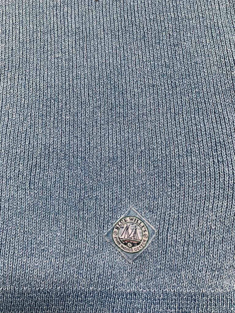 Blue Willis Men's Knitted Cotton Sweater Size S Washed Indigo Blue Dyed colour