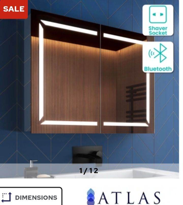 ATLAS Illuminated Bathroom Cabinet with Bluetooth & Shaver Socket