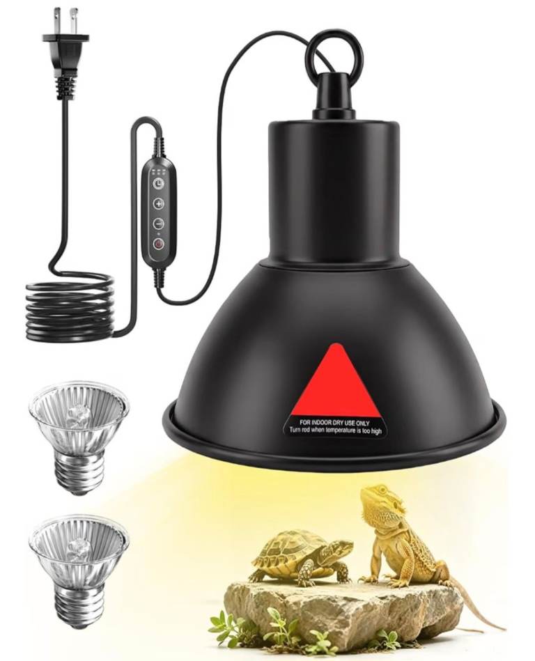 Reptile Heat Lamp with reflector Dome & 2 * 50W UVA UVB Basking Bulbs