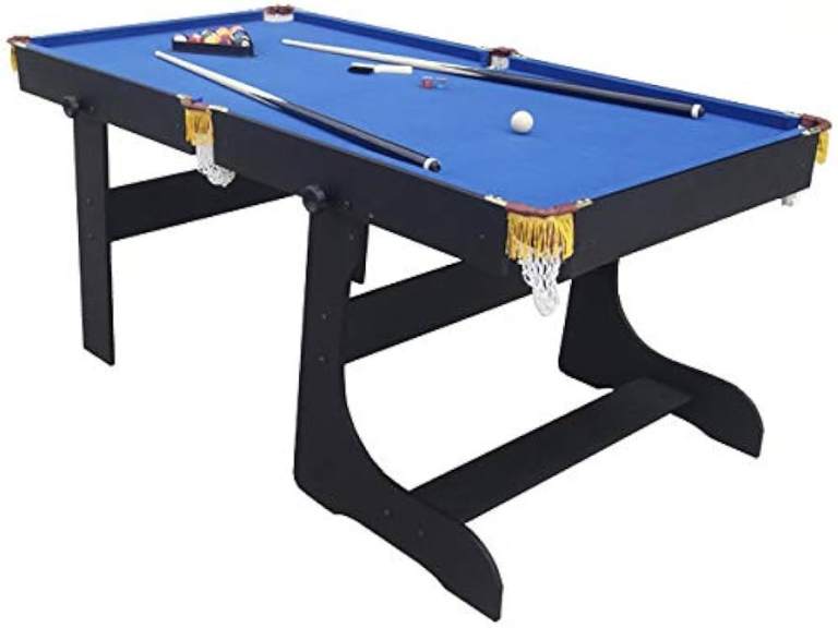 Folding 6ft Pool Table with Accessories – Blue Felt, Good Condition