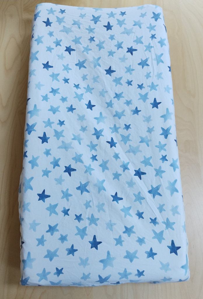 Carousel Designs Blue Watercolour Stars Changing Pad Cover- Organic 100% Cotton Change Pad Cover 