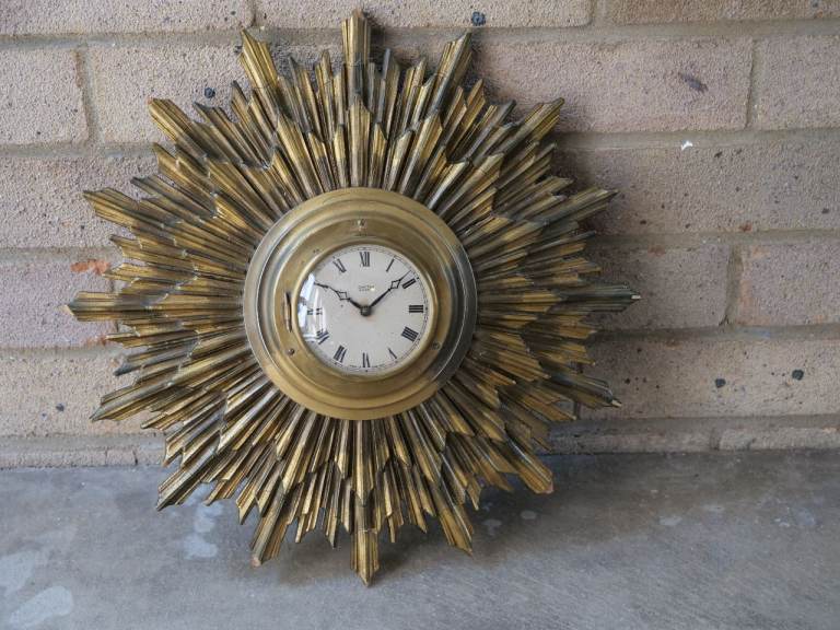 vintage  smiths  8 day sunburst wall clock